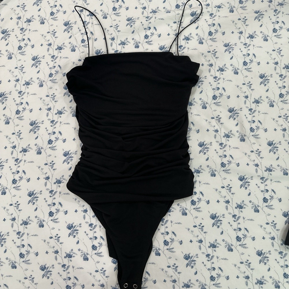 Forever 21 Black Draped Bodysuit